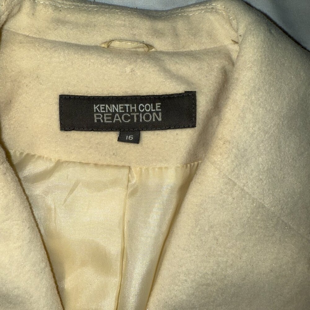 Kenneth Cole Winter Coat Size 16 80%Wool/20% Nylon Ivory Winter White - Picture 2 of 10